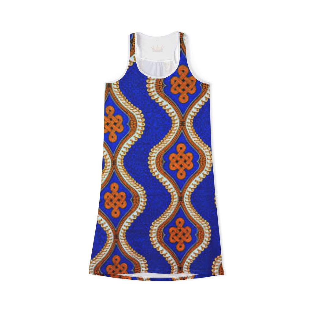 Racerback Dress — Bold Blue African Wax Print Pattern