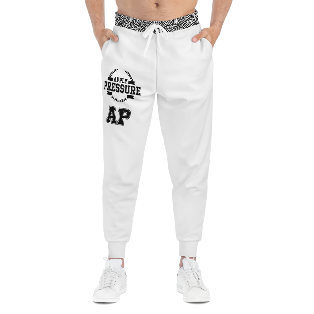 Apply Pressure AP Athletic Joggers — White Logo Sports Sweatpants