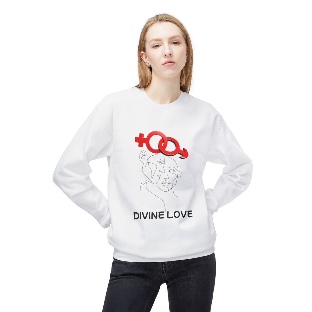 Unisex Crewneck Sweatshirt —Divine Love Couple Minimal Line Art  Sweatshirt
