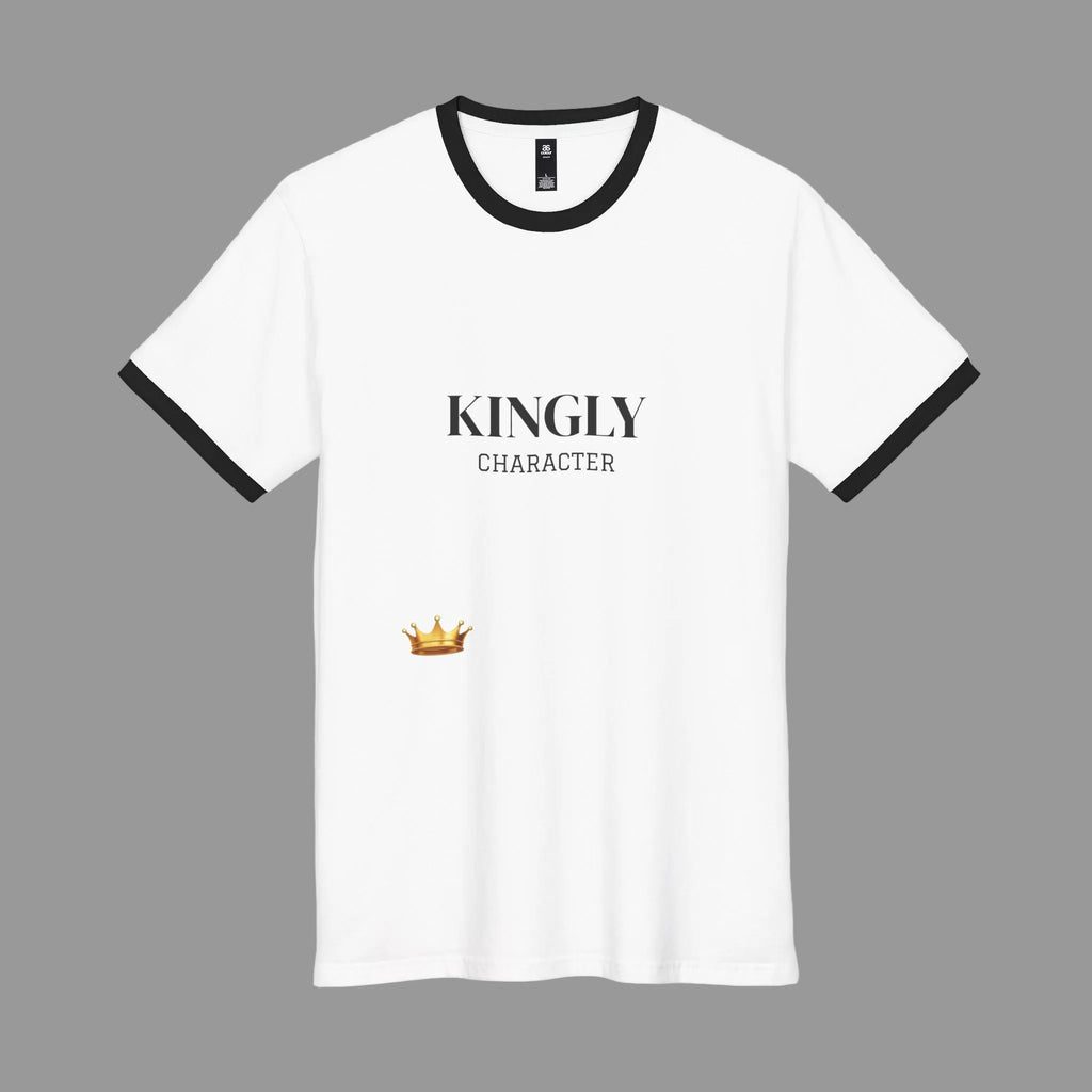 Kingly Character Ringer Tee — Vintage Athletic White & Black T-Shirt