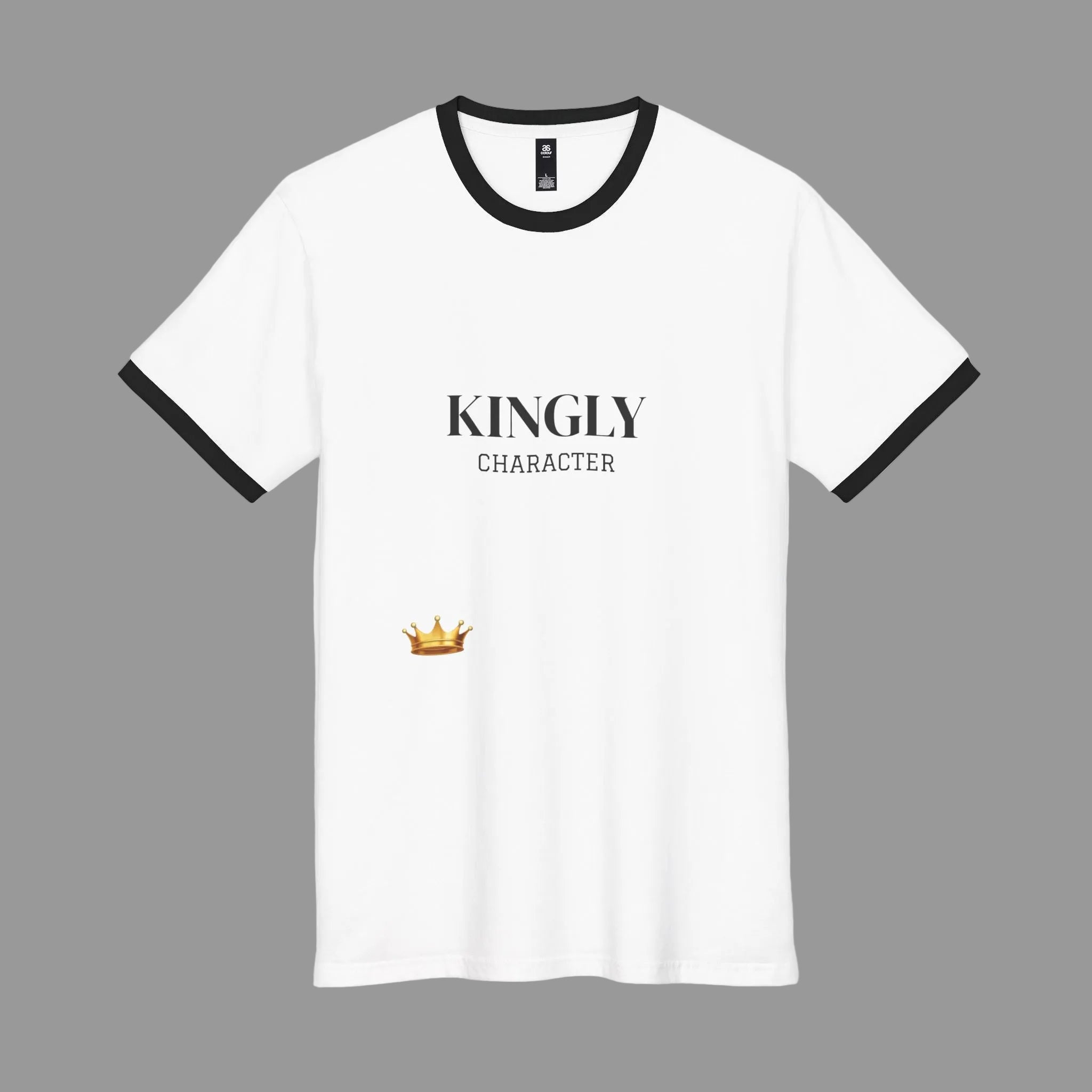 Kingly Character Ringer Tee — Vintage Athletic White & Black T-Shirt