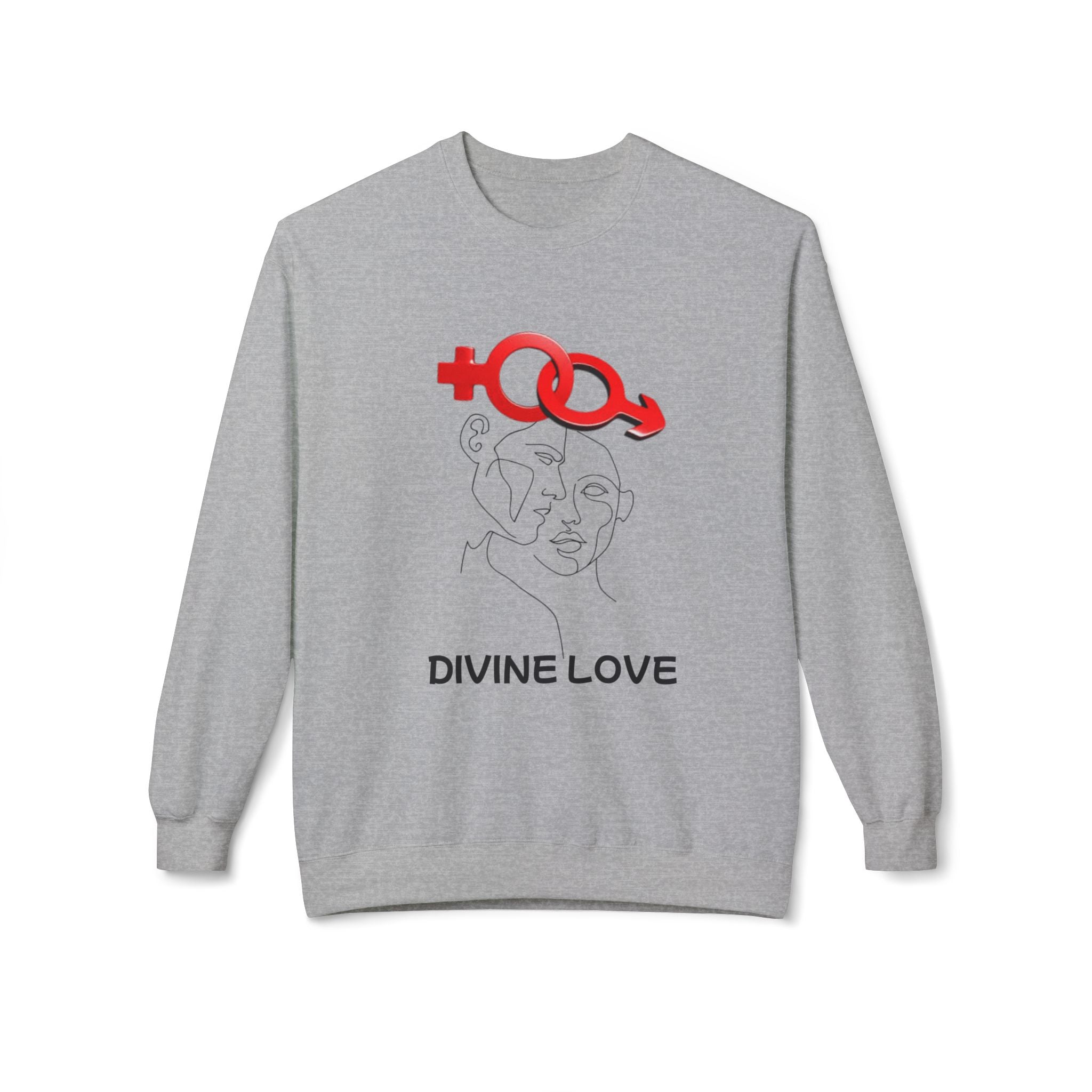 Unisex Crewneck Sweatshirt —Divine Love Couple Minimal Line Art  Sweatshirt