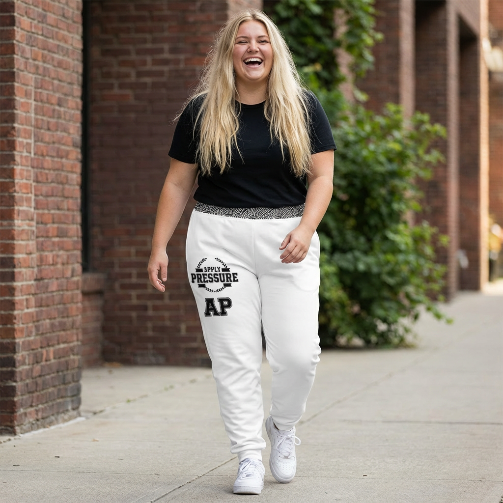 Apply Pressure AP Athletic Joggers — White Logo Sports Sweatpants