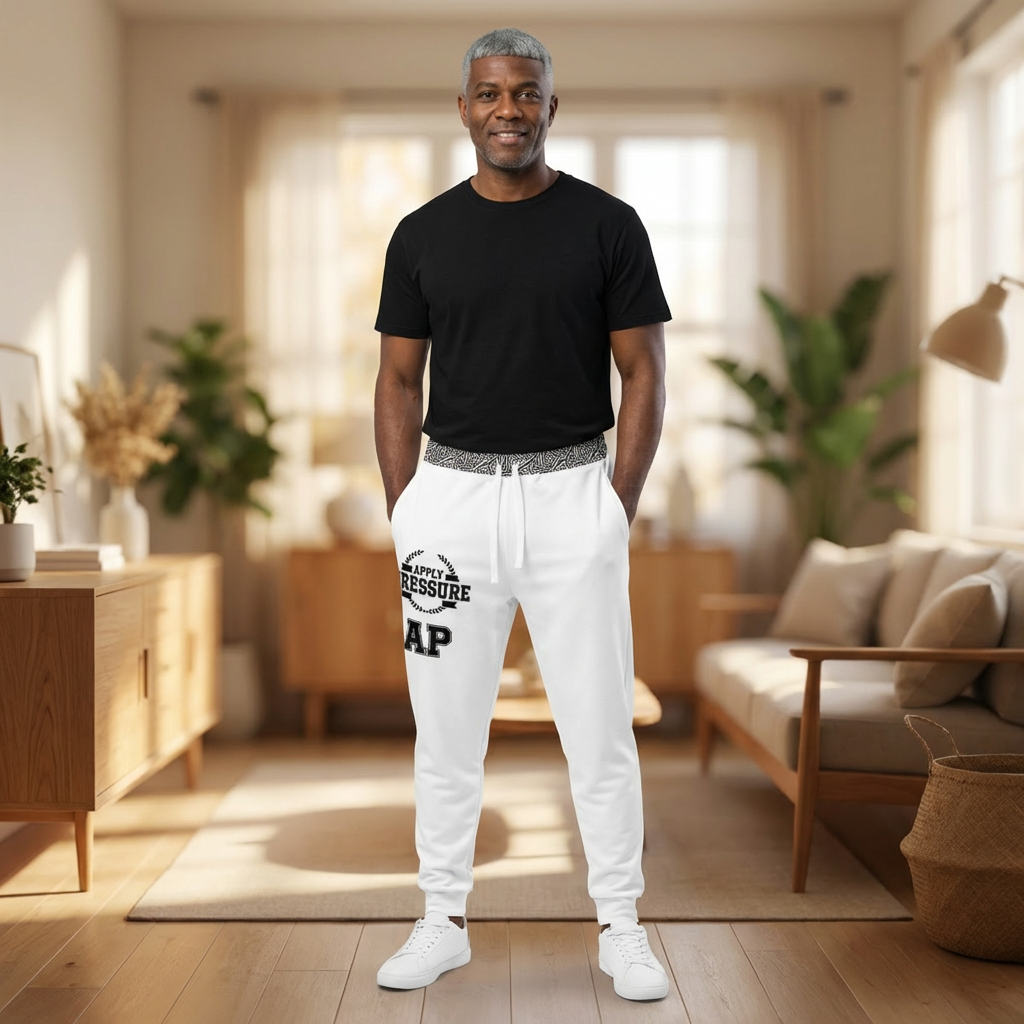 Apply Pressure AP Athletic Joggers — White Logo Sports Sweatpants