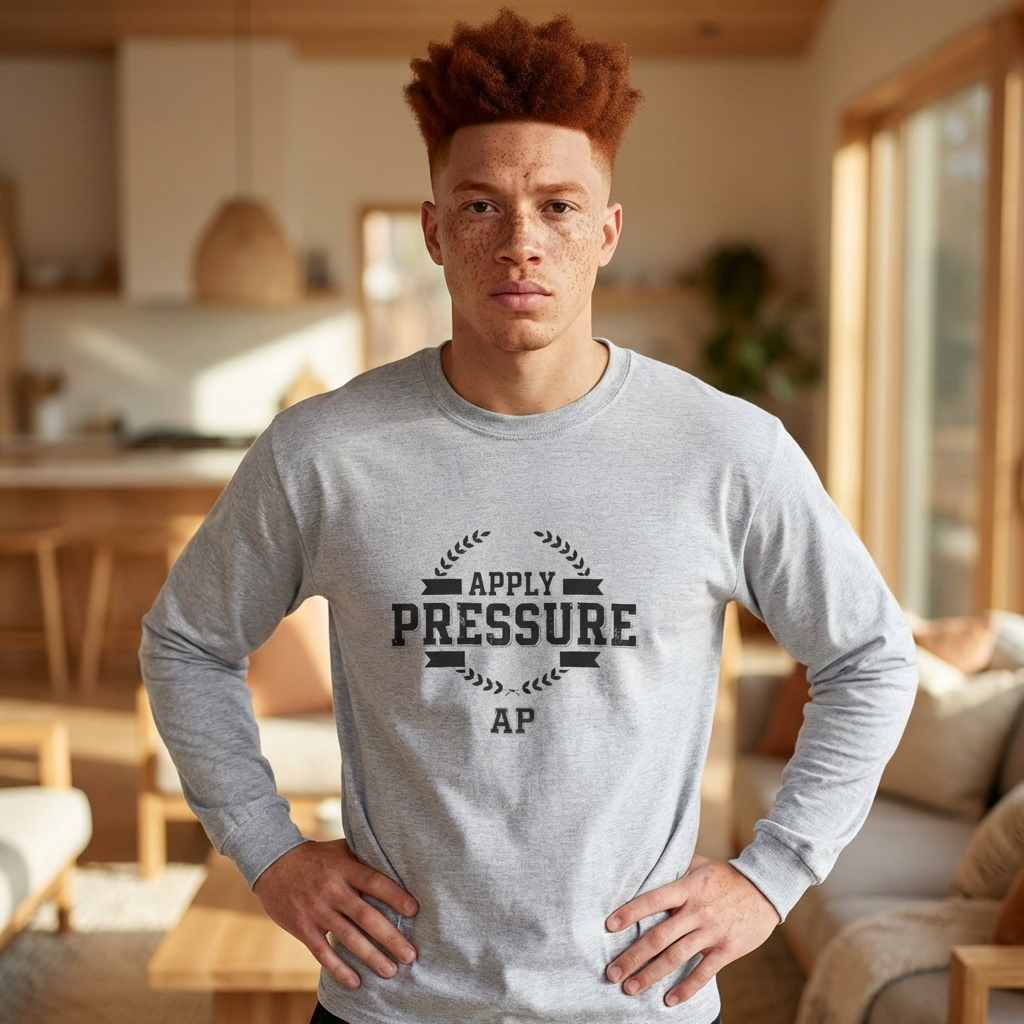 Apply Pressure Long Sleeve Tee — Vintage Motivational AP Shirt