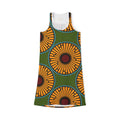 Racerback Dress — Blue & Orange Wavy Tribal Print