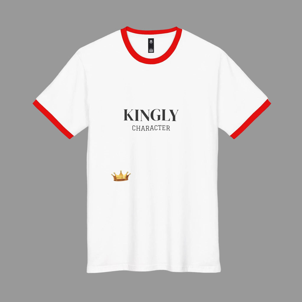 Kingly Character Ringer Tee — Vintage Athletic White & Black T-Shirt