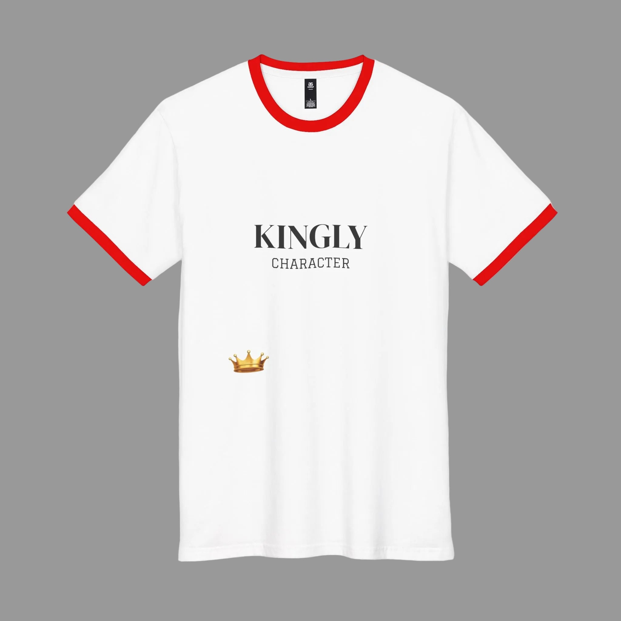 Kingly Character Ringer Tee — Vintage Athletic White & Black T-Shirt