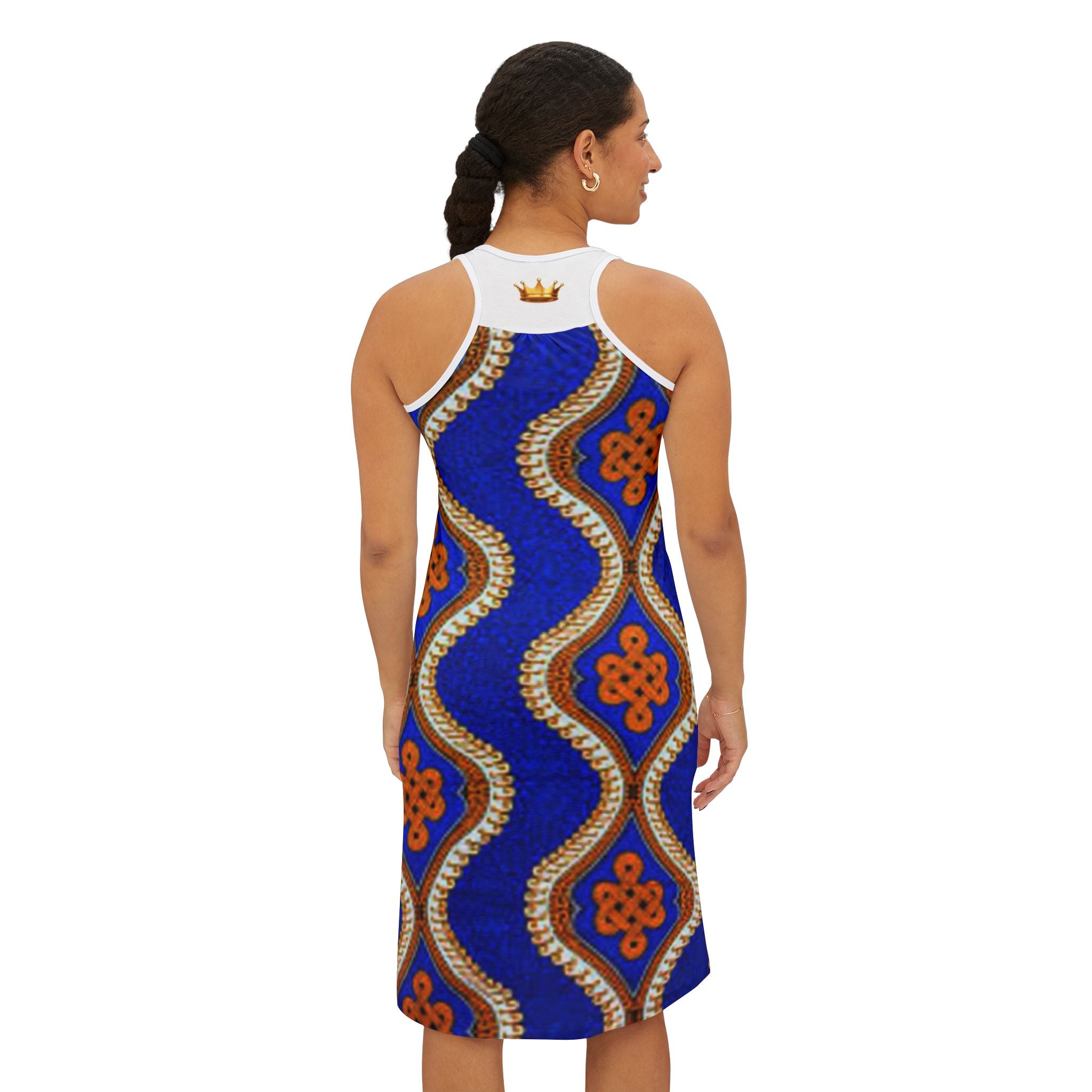 Racerback Dress — Bold Blue African Wax Print Pattern