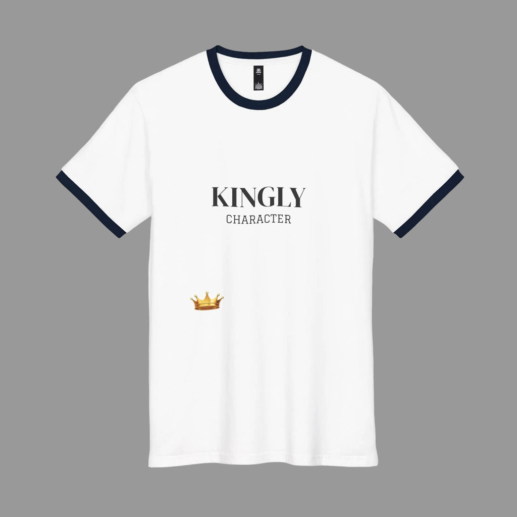 Kingly Character Ringer Tee — Vintage Athletic White & Black T-Shirt