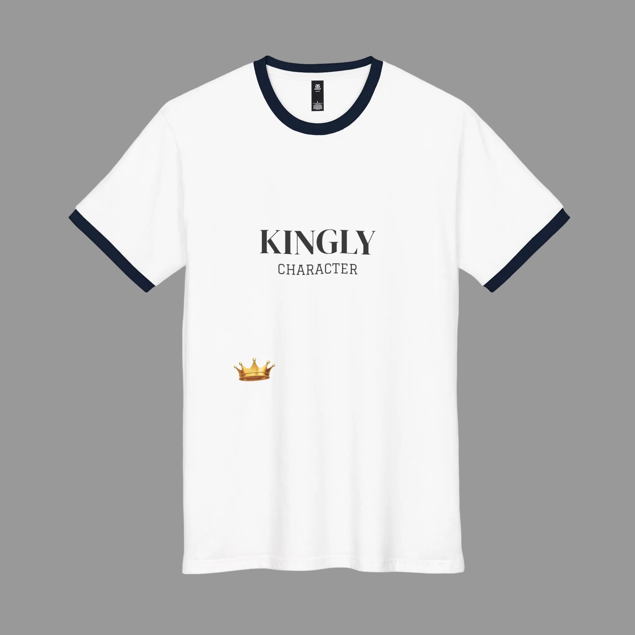 Kingly Character Ringer Tee — Vintage Athletic White & Black T-Shirt